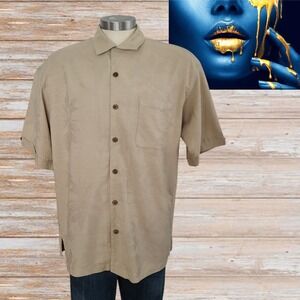 Cellinni Collection Button Up Shirt  Mens‎ Hawaiian Shirt Silk Blend Sz L